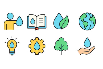 Environment, nature flat icon set. Eco-friendly, sustainability, conservation icons collection