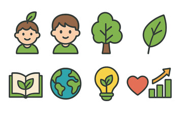 Environment and nature outline icon set. Eco-friendly and sustainability theme