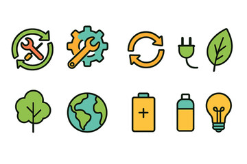 Eco-friendly, sustainability outline icon set. Environment, recycling, green energy icons