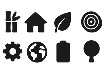 Eco, nature solid icon set. Environment, sustainability, ecology icons collection