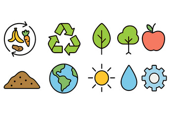 Eco-friendly, recycling linear icon set. Sustainable, nature icons outline collection
