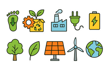 Eco-friendly energy line icon set. Renewable, sustainable power linear icons collection.