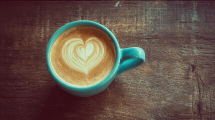 A beautiful cup of coffee with latte art in the shape of a heart