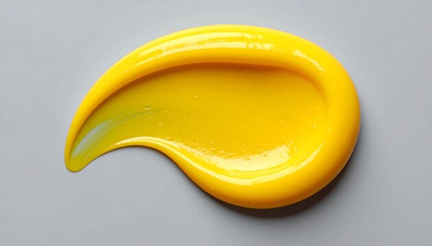 Bright Yellow Paint Stroke on Gray Background.