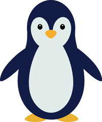 Cartoon Penguin with Orange Beak and Feet Vector