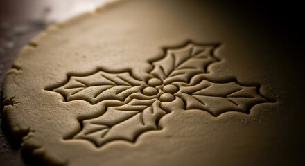 Ornate Cookie Cutter Impression on Unbaked Dough (Macro)