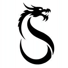 The image showcases a sleek and stylized dragon design, which also resembles the letter 