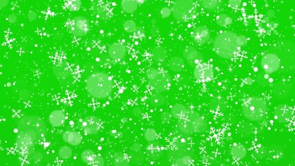snow falling on green screen. The winter background, falling snowflakes. 4K animated christmas background. New year and Christmas 2026, star rain, christmas red glitter stars background party - Powered by Adobe
