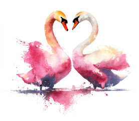 two pink flamingos in water