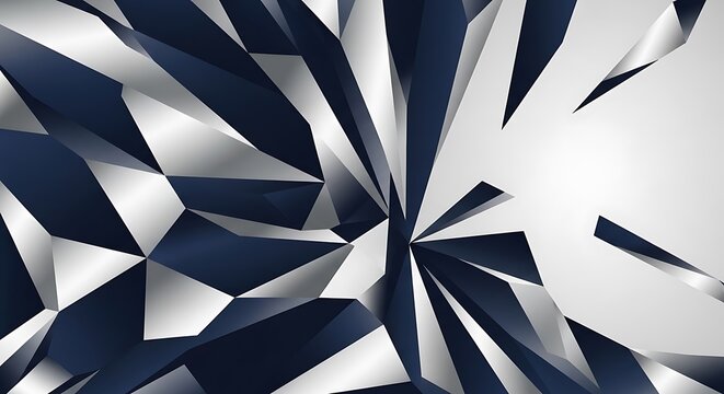 Shattered Crystal Abstraction Dynamic Navy Blue and Silver Metallic Facets.