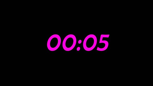 05 second countdown timer animation from 10 to 0 on black background.