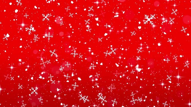 Beautiful red Christmas background with snow falling animation seamless looping. celebrate red christmas invitation card, Christmas and new year winter holiday social media motion background,