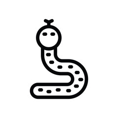 A black and white cartoon drawing of a snake with a dotted pattern