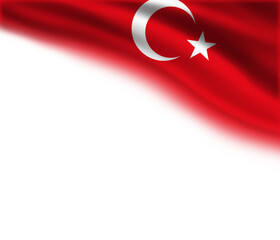White background with the flag of Turkey in the upper right corner