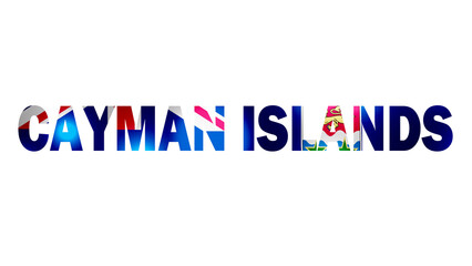 Cayman Islands Text With Flag Isolated On Transparent PNG Background