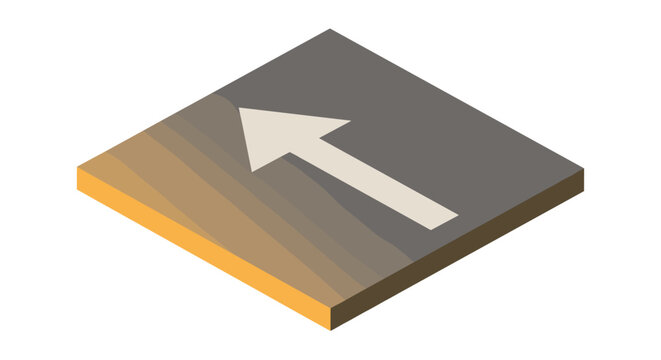 Isometric arrow icon on gradient block for directional signage and navigation