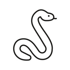 Black outline of a snake with a small eye and tongue coiled with its head raised
