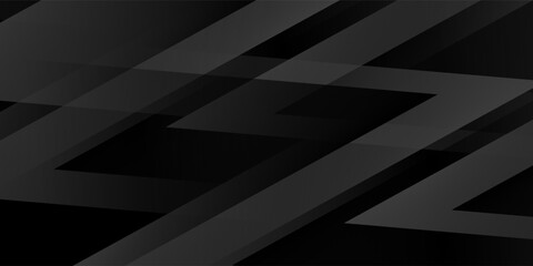 Modern black white abstract background. Minimal. Gradient. Dark grey banner with geometric shapes, lines, stripes, triangles. Design. Futuristic. Cut paper or metal effect.vector eps10