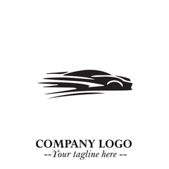 Car Running Fast Logo Symbol in Black on the White Background with Dynamic Speed Design