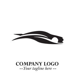 Car Running Fast Logo Symbol in Black on the White Background with Dynamic Speed Design