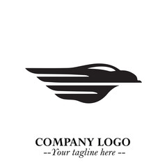Car Running Fast Logo Symbol in Black on the White Background with Dynamic Speed Design