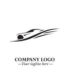 Car Running Fast Logo Symbol in Black on the White Background with Dynamic Speed Design