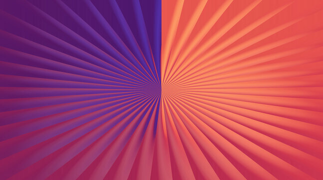 Abstract background with radiating 3D fins in a vibrant purple and orange gradient.