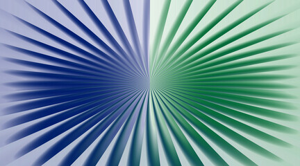 Obraz premium Abstract geometric pattern with radiating lines in blue and green colors.