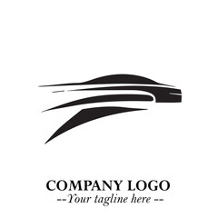 Car Running Fast Logo Symbol in Black on the White Background with Dynamic Speed Design