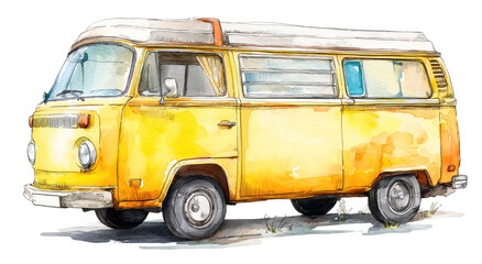 yellow van isolated on white