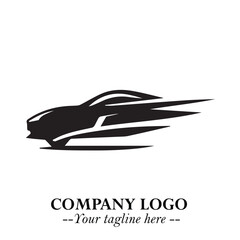 Car Running Fast Logo Symbol in Black on the White Background with Dynamic Speed Design