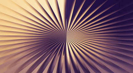 Abstract background with symmetrical radiating fins creating a fan effect with a gold to purple gradient.