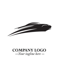 Car Running Fast Logo Symbol in Black on the White Background with Dynamic Speed Design