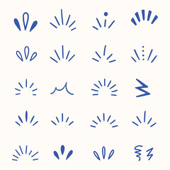 Doodle sparkle starburst rays decorative burst elements vector illustration on transparent background