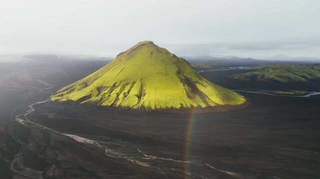Aerial of M&aelig;lifell volcano