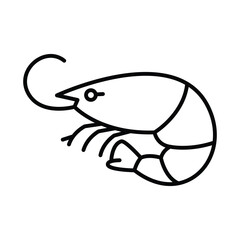 A line drawing of a shrimp