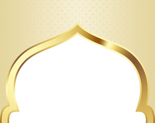 Beige and Gold Islamic Arch Frame Illustration