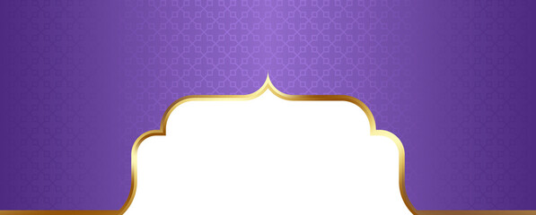 Purple and Gold Islamic Arch Frame Illustration