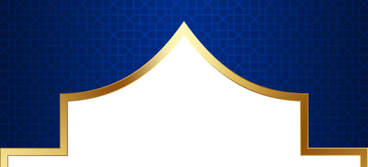 Blue and Gold Islamic Arch Frame Illustration