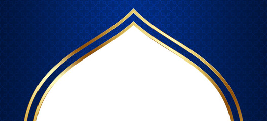 Blue and Gold Islamic Arch Frame Illustration