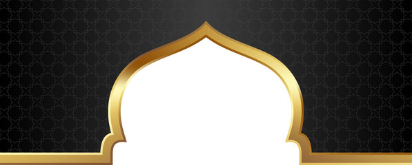 Black and Gold Islamic Arch Frame Illustration