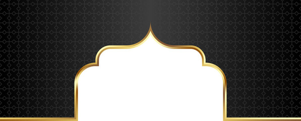 Black and Gold Islamic Arch Frame Illustration