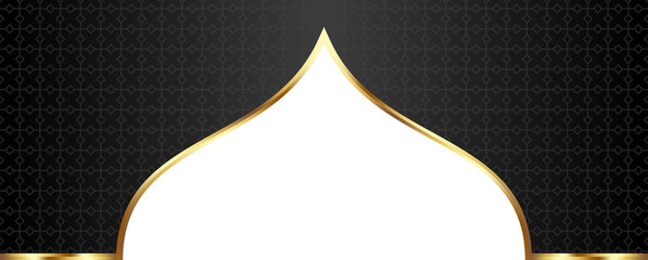 Black and Gold Islamic Arch Frame Illustration