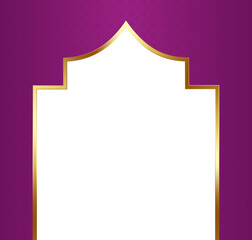 Purple and Gold Islamic Arch Frame Illustration