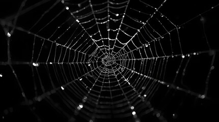 spider web with dew drops