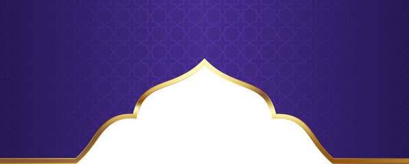 Blue and Gold Islamic Arch Frame Illustration