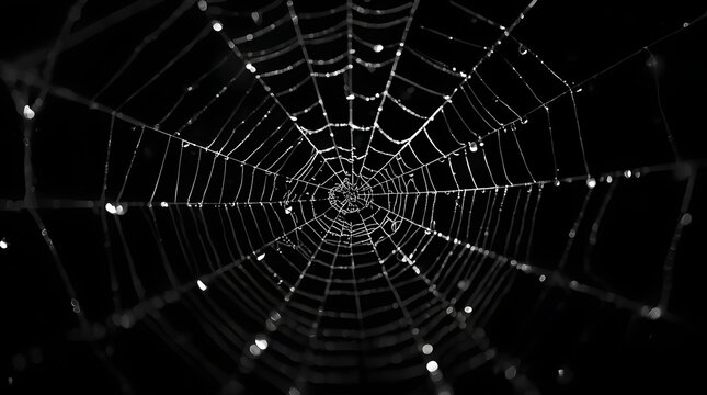 spider web with dew drops