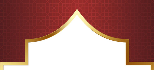 Red and Gold Islamic Arch Frame Illustration