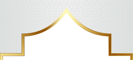 White and Gold Islamic Arch Frame Illustration