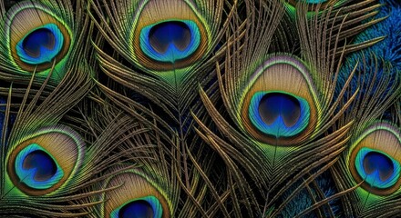 Intricate Peacock Feather Patterns - A Study in Color and Texture.